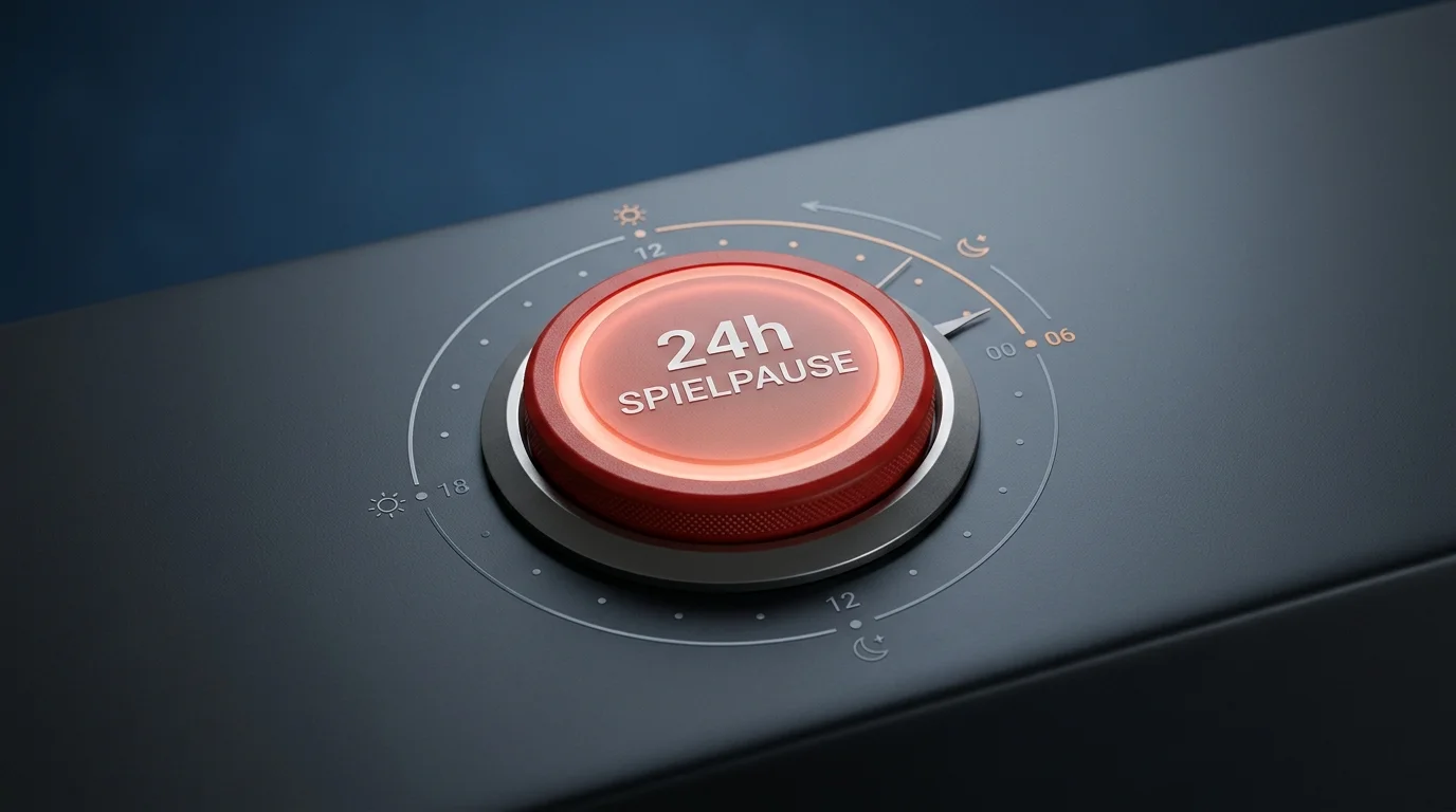 Symbolische Notbremse-Schaltfläche für eine kurzfristige Spielpause von 24 Stunden