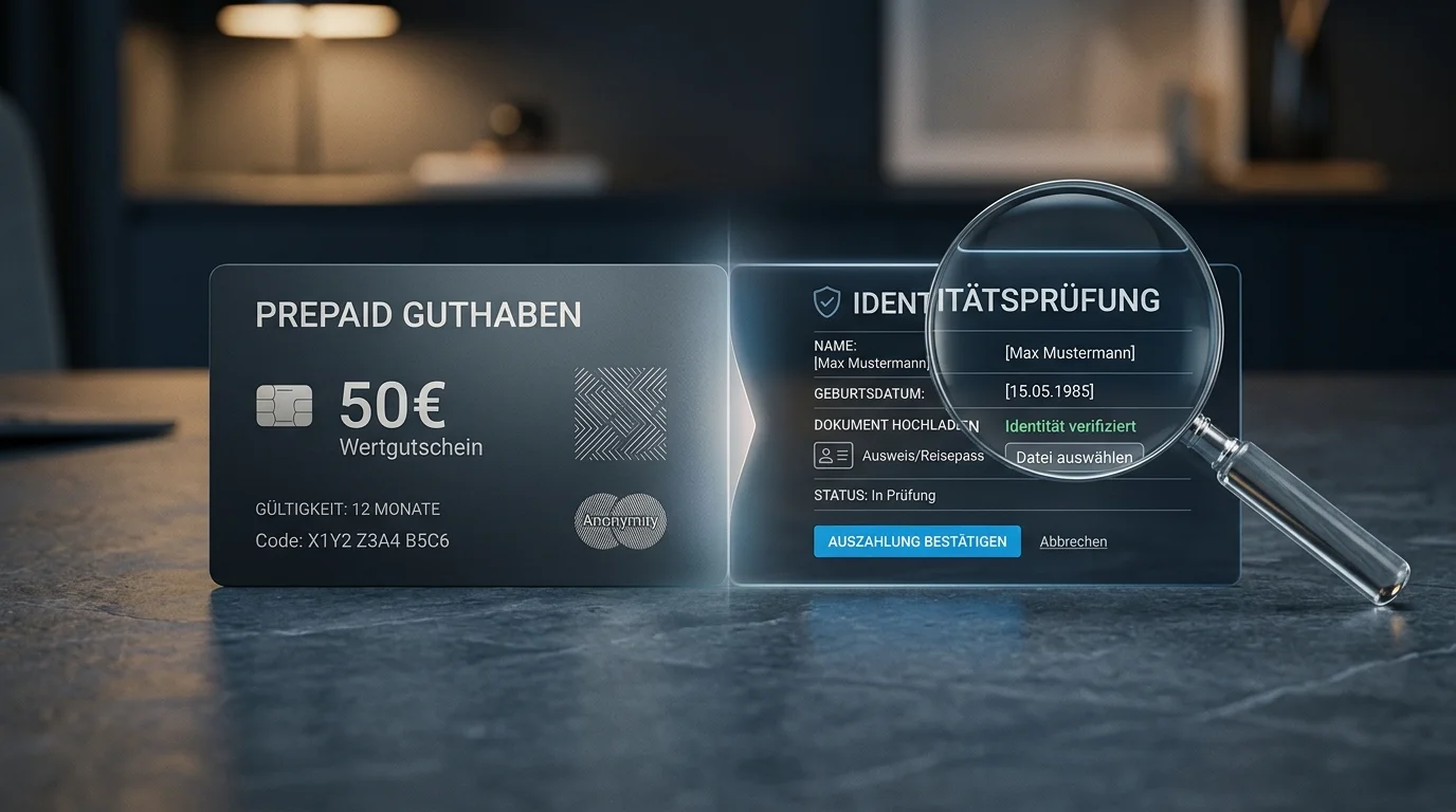 Identitätsprüfung beim Auszahlen über ein myPaysafe-Konto