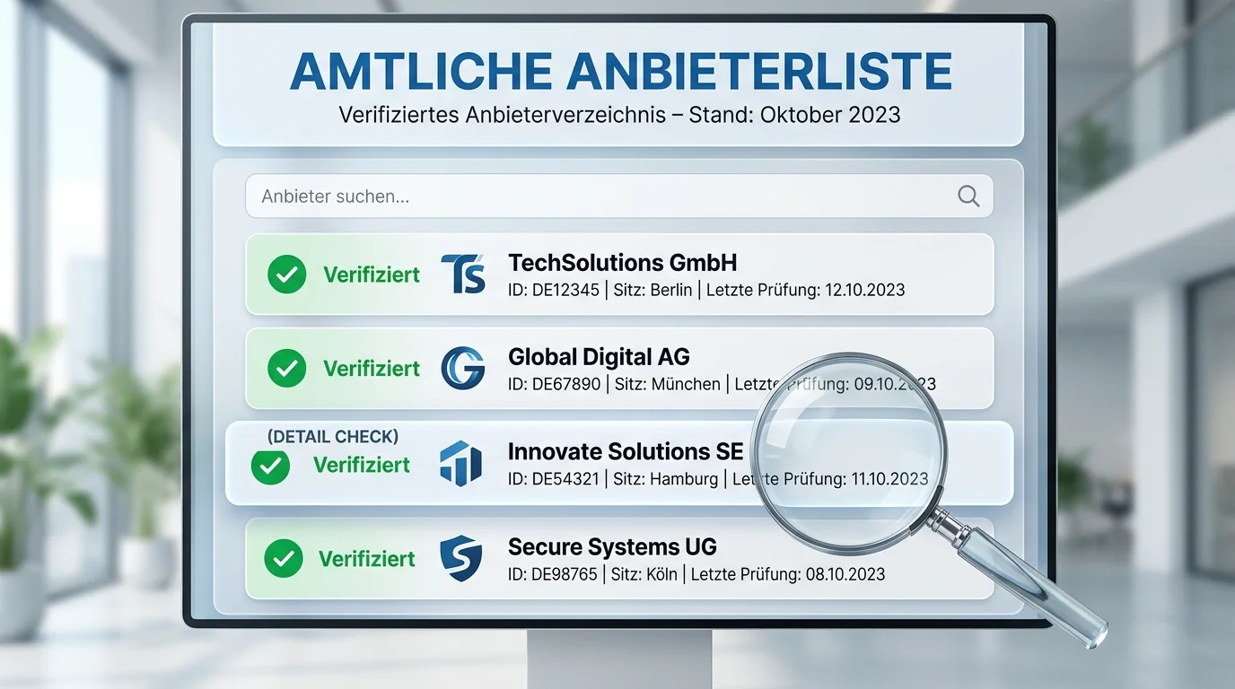 Amtliche Anbieterliste als Prüfwerkzeug zur Unterscheidung legaler und illegaler Angebote