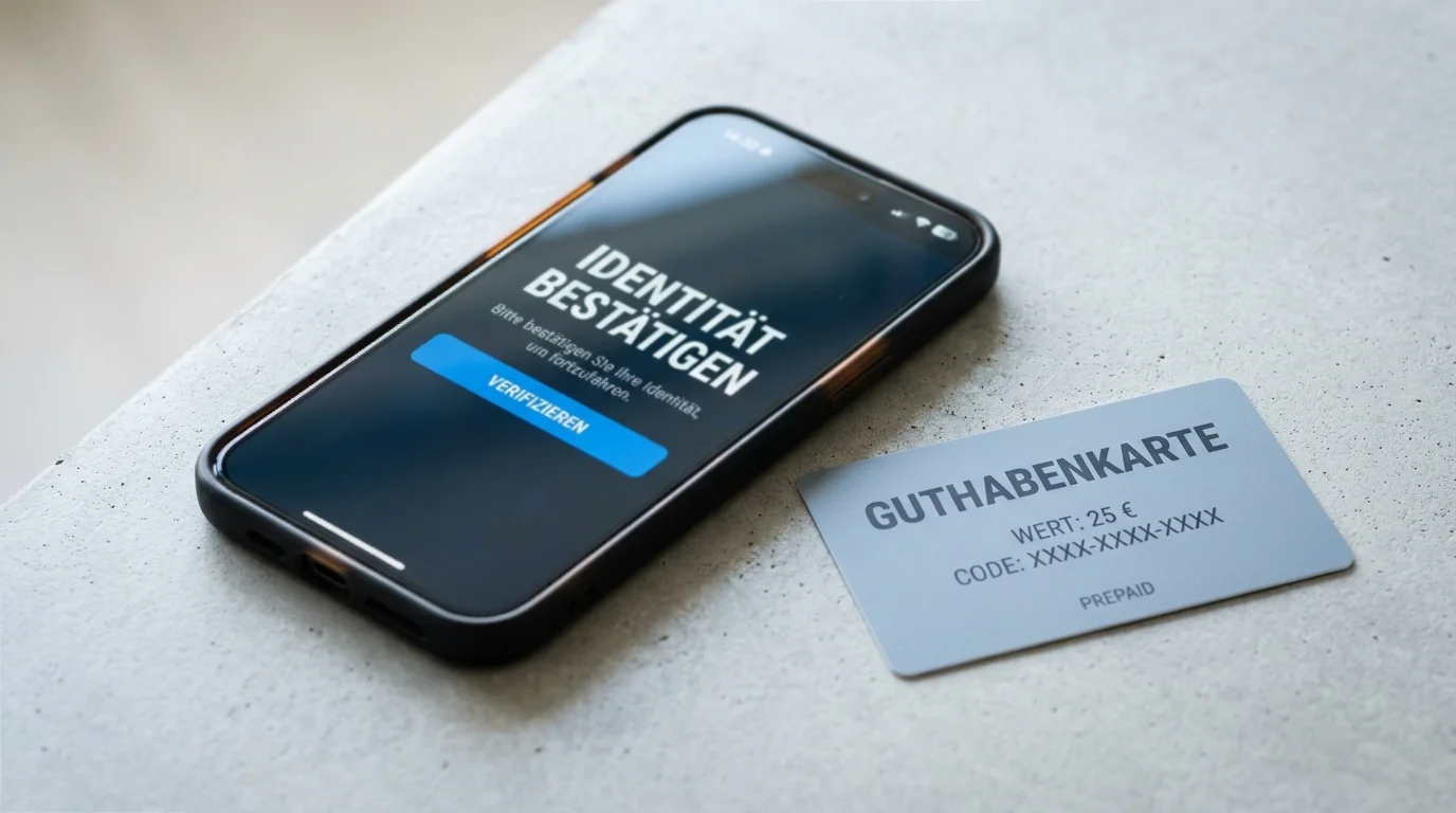 Prepaid-Karte und Smartphone als Symbol für Zahlungswege und den Mythos der Anonymität im Online-Glücksspiel